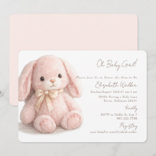 Invitation Mignonne Oh Bébé Fille Lapin Rose Baby Shower II