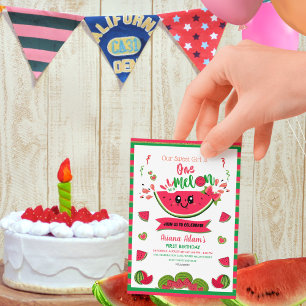 Invitation Mignonne One in a Melon Girl's First Birthday