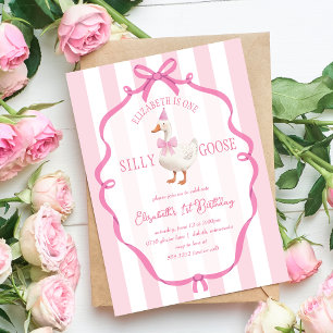 Invitation Mignonne One Silly Goose Rose Bow Premier annivers