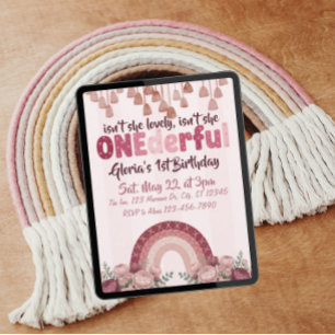 Invitation mignonne, ONEderful, rose poussiéreux arc-en-ciel