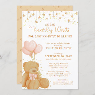 Invitation Mignonne ours en peluche Baby shower neutre pour l