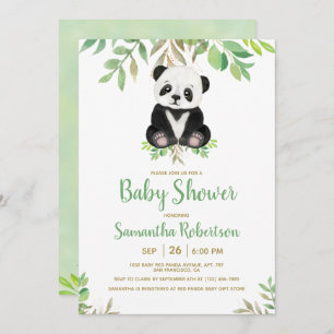 Invitation Mignonne Ours Genre Baby shower vert neutre
