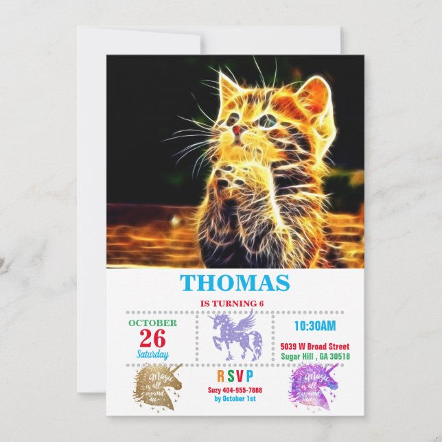 Invitation Mignonne peinture de chat (Devant)