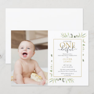 Invitation Mignonne Petit M. ONEderful Photo Boy Premier anni