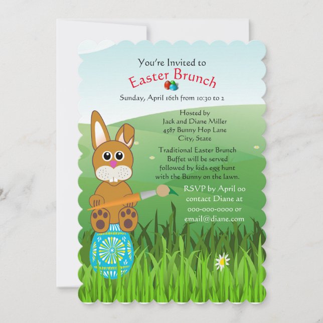 Invitation mignonne pour le brunch de Pâques et la (Devant)
