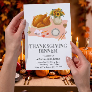 Invitation mignonne pour le dîner de Thanksgiving