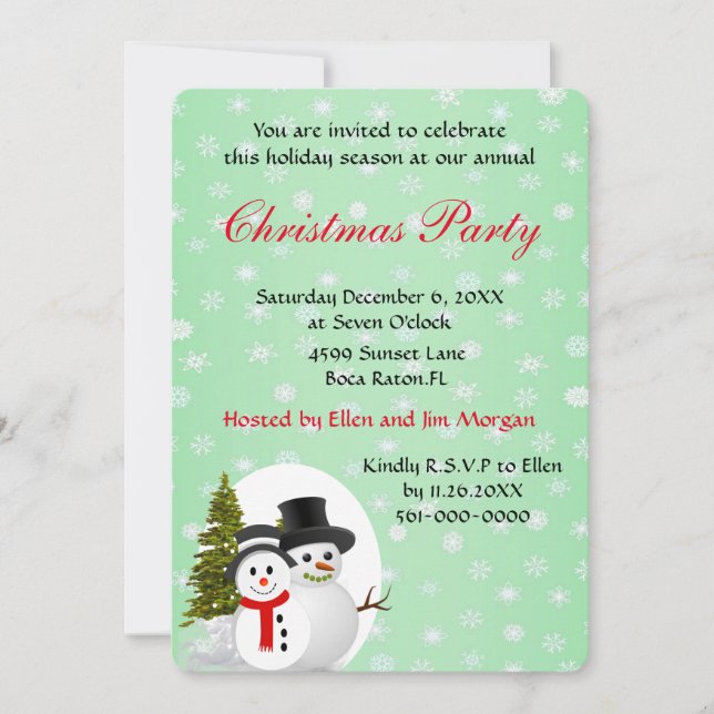 Invitation mignonne pour une fête de Noël avec bon (Devant)
