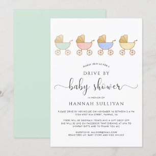 Invitation Mignonne Retro Carrières Parade Drive Par Baby sho