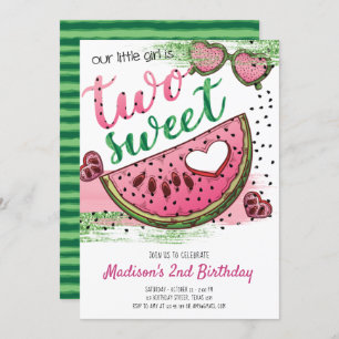 Invitation Mignonne rose vert un dans un Melon 2e anniversair