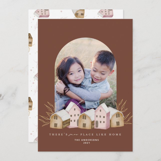 Invitation mignonne scandi moderne maison naturelle Noël (Devant / Derrière)