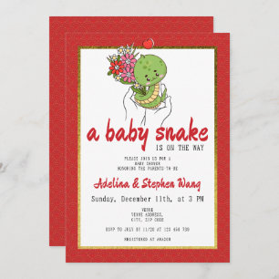 Invitation Mignonne Serpent Bébé Est Sur Le Chemin Baby showe