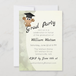 Invitation Mignonne Singe Thématique Graduation Party Invitat