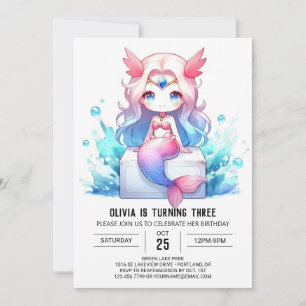 Invitation Mignonne sirène numérique Anniversaire