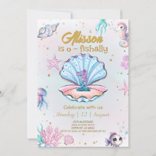 Invitation Mignonne sirène sous la mer fête d'anniversaire