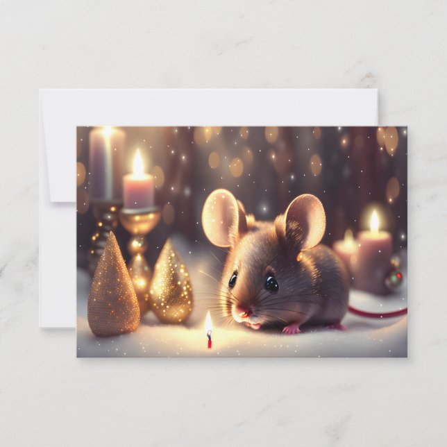 Invitation Mignonne souris fête Noël - Noël (Devant)