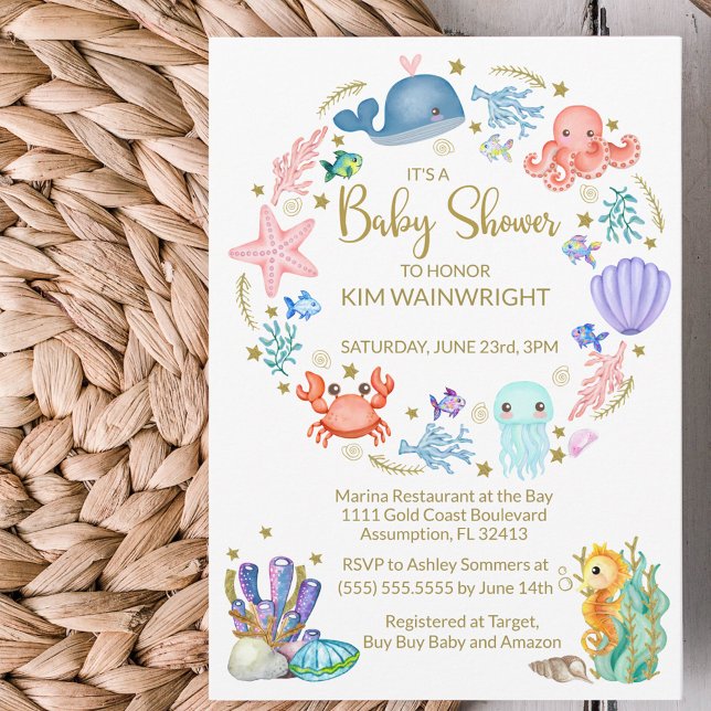 Invitation Mignonne sous la mer Baby shower neutre de genre (Créateur téléchargé)
