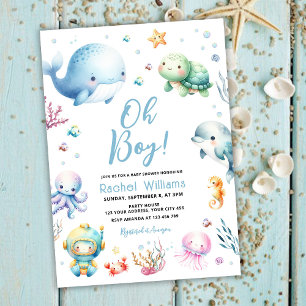 Invitation Mignonne sous la mer Oh Baby shower garçon