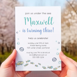 Invitation Mignonne Sous La Mer Tourne Trois 3e Anniversaire