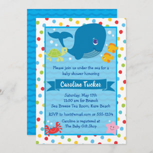 Invitation Mignonne sous le Baby shower océanique des baleine