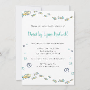 Invitation Mignonne Sous Le Baptême Du Poisson De Mer Baptême