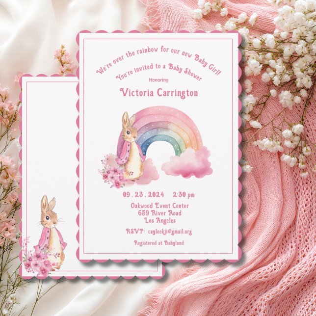 Invitation Mignonne sur le Baby shower d'aquarelle rose arc-e (Créateur téléchargé)
