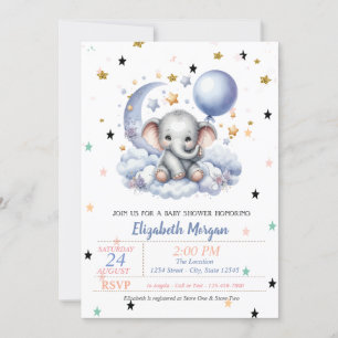 Invitation Mignonne Teddy Bear Stars Princess Baby shower