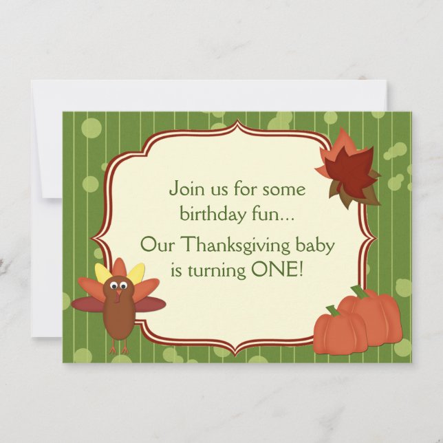 Invitation Mignonne Turquie Thanksgiving 1er Anniversaire Inv (Devant)