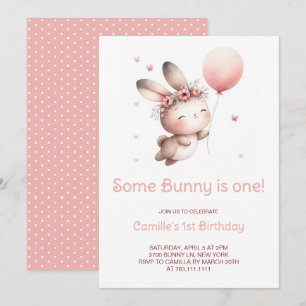 Invitation Mignonne Un lapin devient une fille Anniversaire