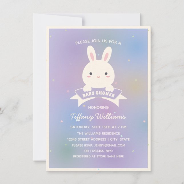 Invitation Mignonne Un Lapin Élégant Baby shower Neutre Genre (Devant)