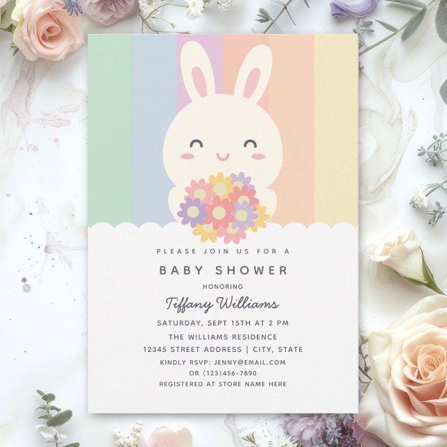 Invitation Mignonne un lapin est sur le chemin Baby shower fi (Créateur téléchargé)