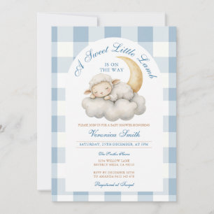 Invitation Mignonne Un petit baby shower d'agneau Boho Blue e