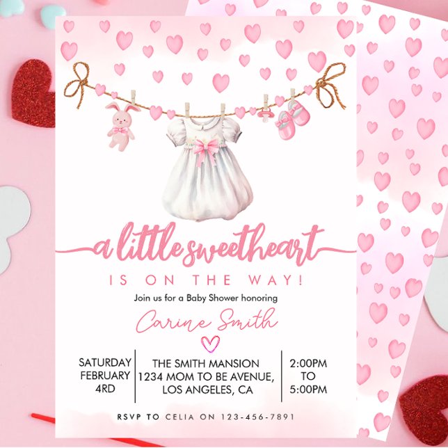 Invitation Mignonne Un petit Baby shower de Saint-Valentin (Créateur téléchargé)
