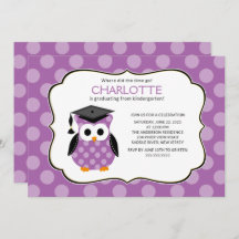 Mignonne violet Pois Grad Owl Girl Graduation