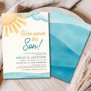 Invitation Mignonne Voici le Fils Baby Boy Shower