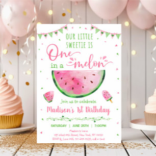 Invitation Mignonne Watermelon Un Dans Un Melon Premier Anniv