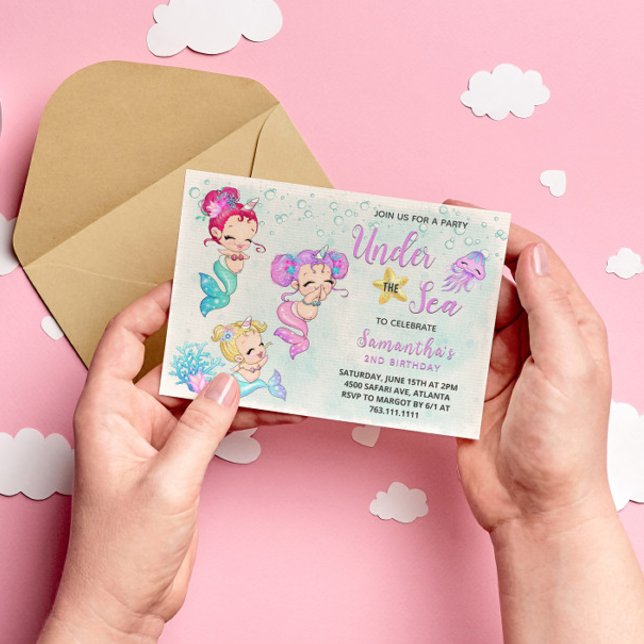 Invitation Mignonnes sous la mer fête d'anniversaire (Créateur téléchargé)