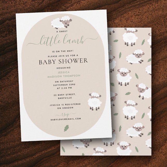 Invitation Mignons agneaux jolis animaux de la ferme shower d (Cute Lamb Cute Farm Animals Baby Shower Invitation)