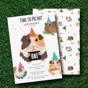 Invitation Mignons Cochons d'Inde Drôles Fête d'Anniversaire