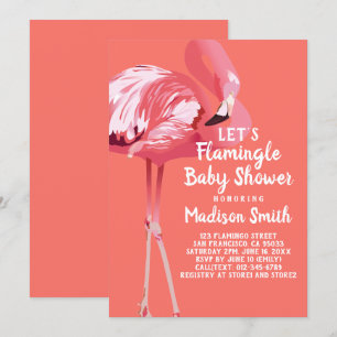 Invitation Mignons Flamants roses Tropical Flamingle Baby sho