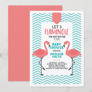 Invitation Mignons Flamants roses Tropical Flamingle Baby sho