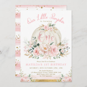 Invitation Mignons Petit Citrouille Blush Gold 1er Anniversai