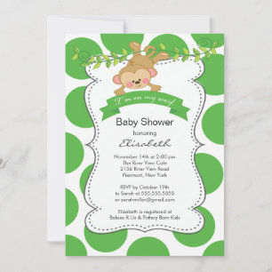 Invitation Mignons Pois singe Baby shower neutre genre