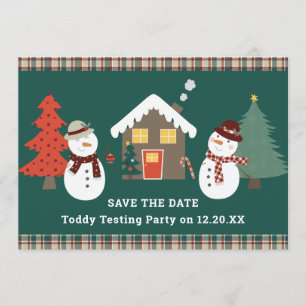 Invitation Mignons Snowmen Noël Plaid Save the Date Party
