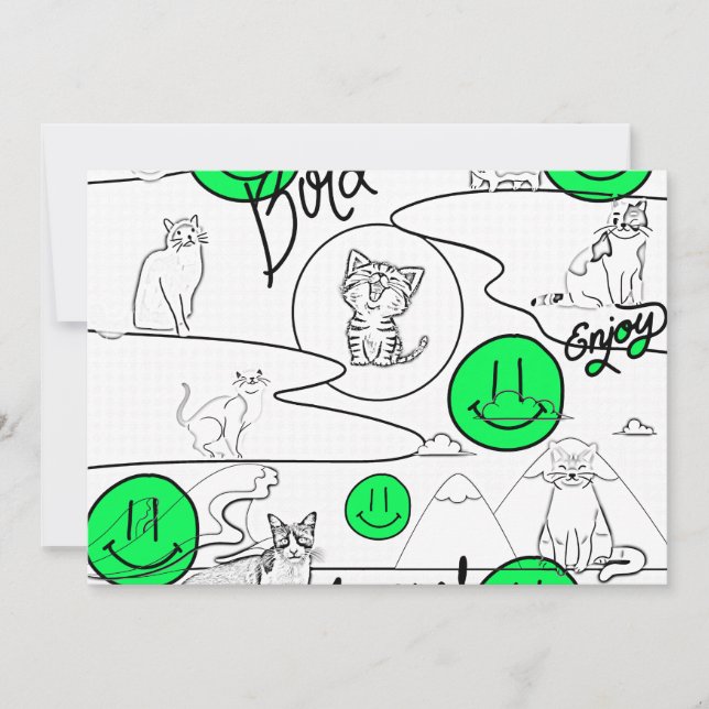 Invitation Mikitiez meow été fêter plage (Devant)