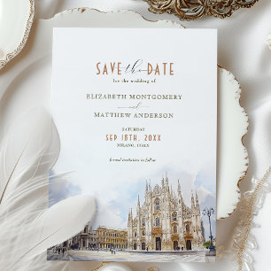 Invitation Milan Destination Enregistrer la date Duomo Aquare
