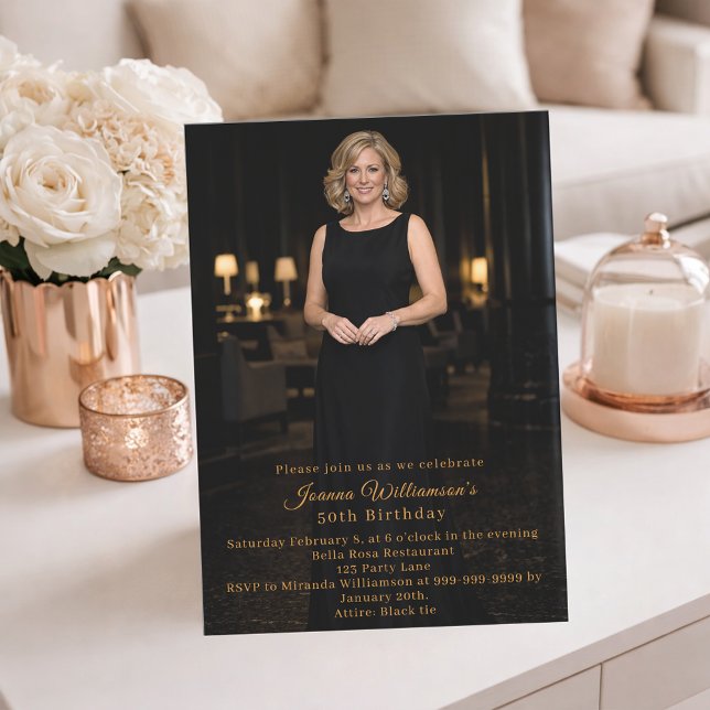 Invitation Milestone birthday photo elegant (Créateur téléchargé)