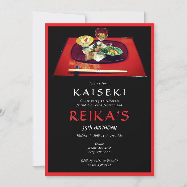 Invitation Milestone Kaiseki Japonais Chef privé Anniversaire (Devant)
