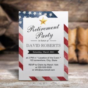 Invitation Militaire Retraite Gold Star & American Flag