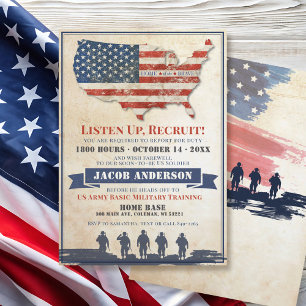 Invitation Militaire vintage USA - Un soldat du drapeau améri