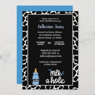 Invitation Milkaholic personnalisé Empreinte bébé garçon douc